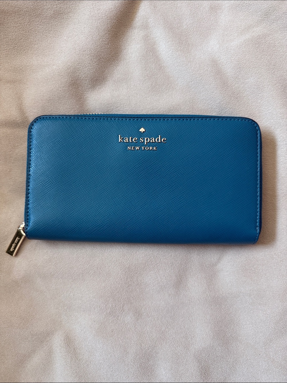 kate spade New York Teal Zip-Around Leather Wallet